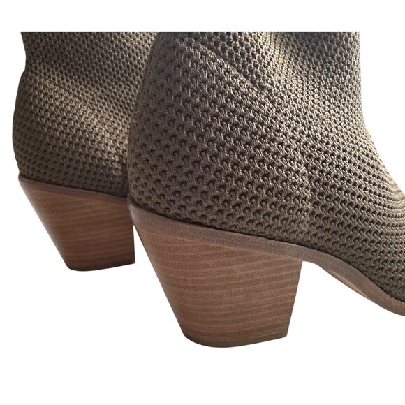 Eileen Fisher Ark Peep Toe Stretchy Knit Bootie Brown Pull On Mid Heel Size 9 - Picture 6 of 8